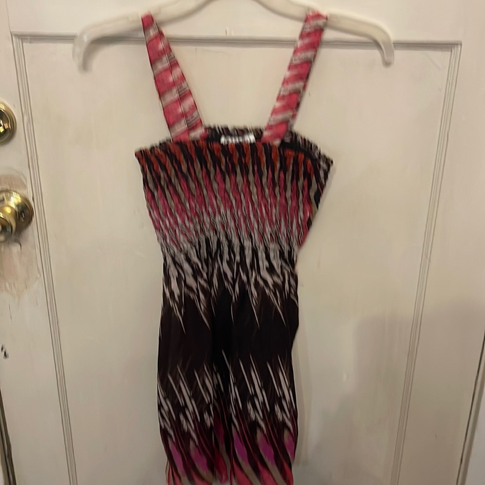 Sassy Doll multi color flowing semi sheer tank top w/runch cheat-XL